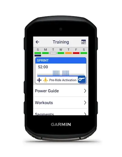 Pantalla de navegación y mapas del Edge® 850 en manillar de bicicleta