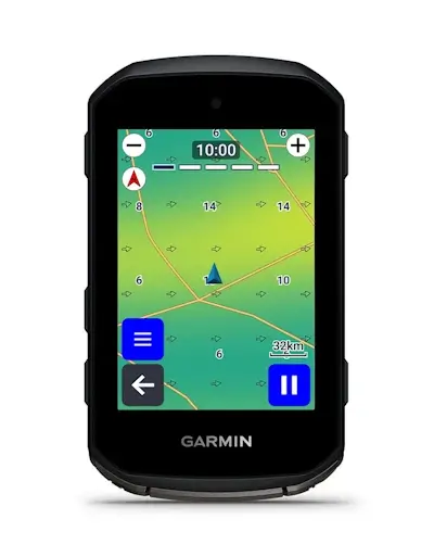 Pantalla de navegación y mapas del Edge® 850 en manillar de bicicleta