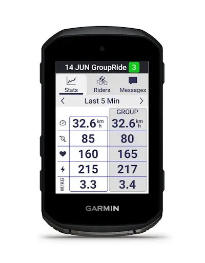 Pantalla de navegación y mapas del Edge® 850 en manillar de bicicleta